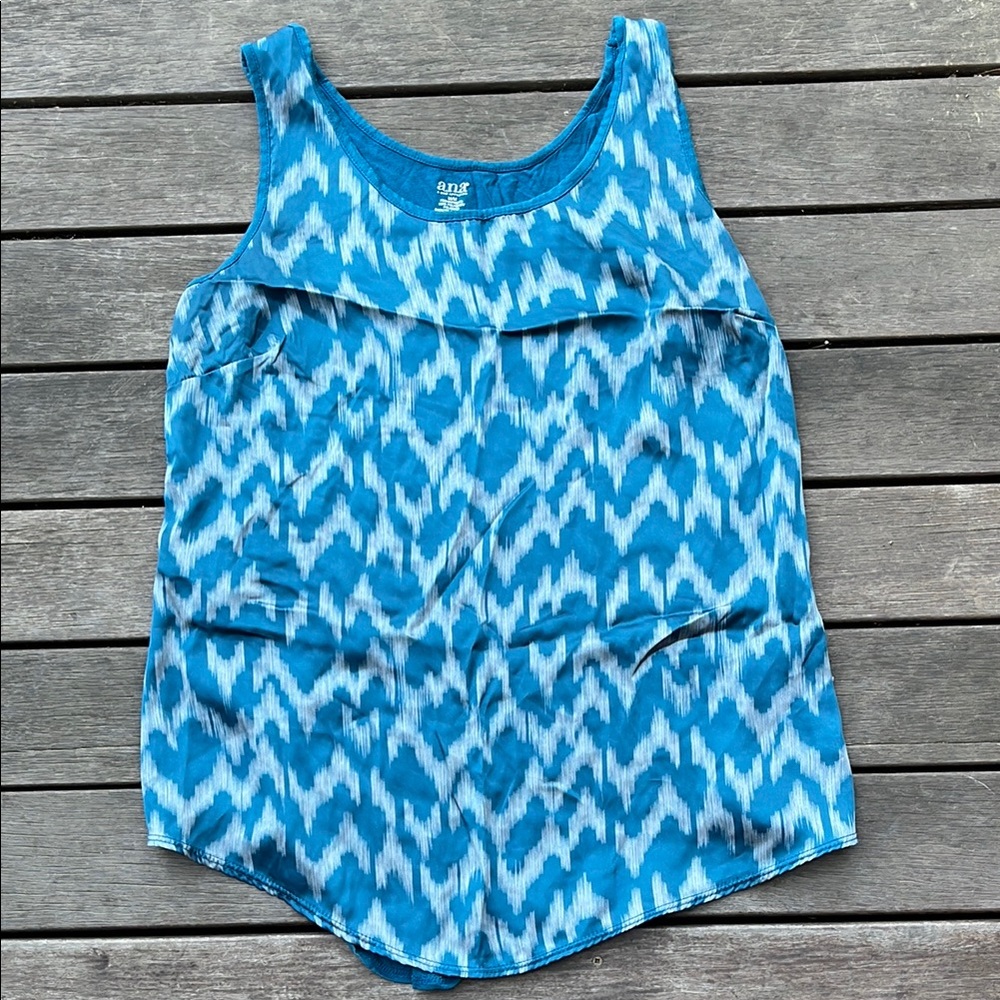 Blue and White Sleeveless Top